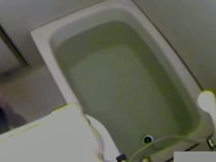 Slim Asian caught mainly bath hidden camera farting almost put emphasize tub