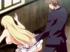 Blond college cutie in hentai anal sex